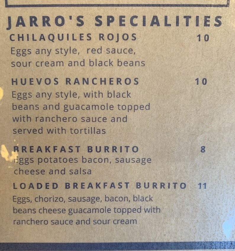 Jarro's Cafe - Moorpark, CA menu_pic