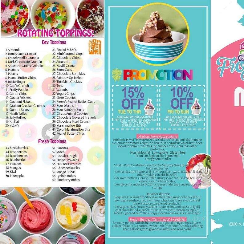 Froyo Maya Frozen Yogurt - Scottsdale, AZ menu_pic
