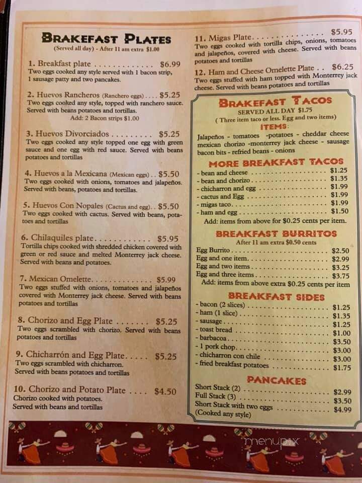 Taqueria Los Huaraches - Lockhart, TX menu_pic