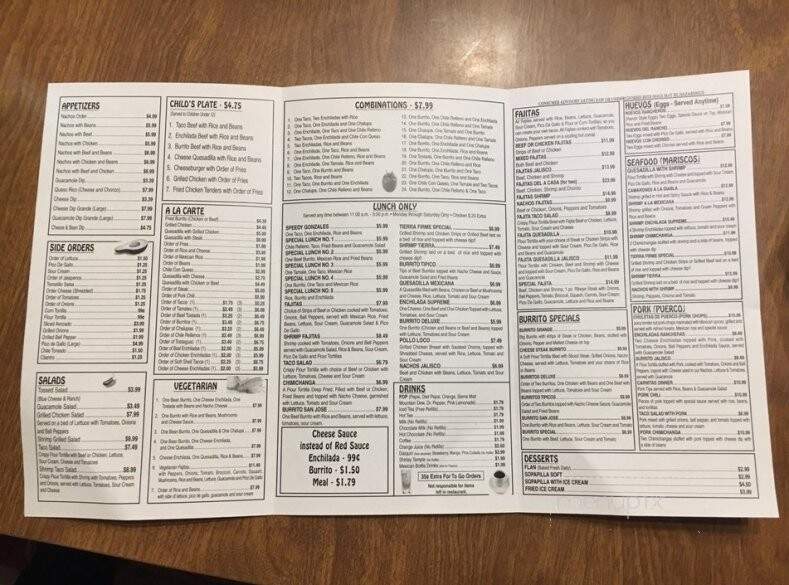 Oya Mexican Restaurant - Sidney, NE menu_pic