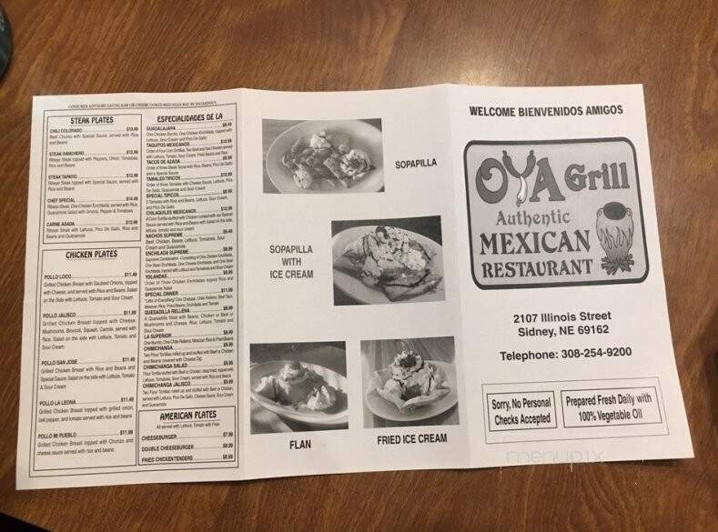 Oya Mexican Restaurant - Sidney, NE menu_pic