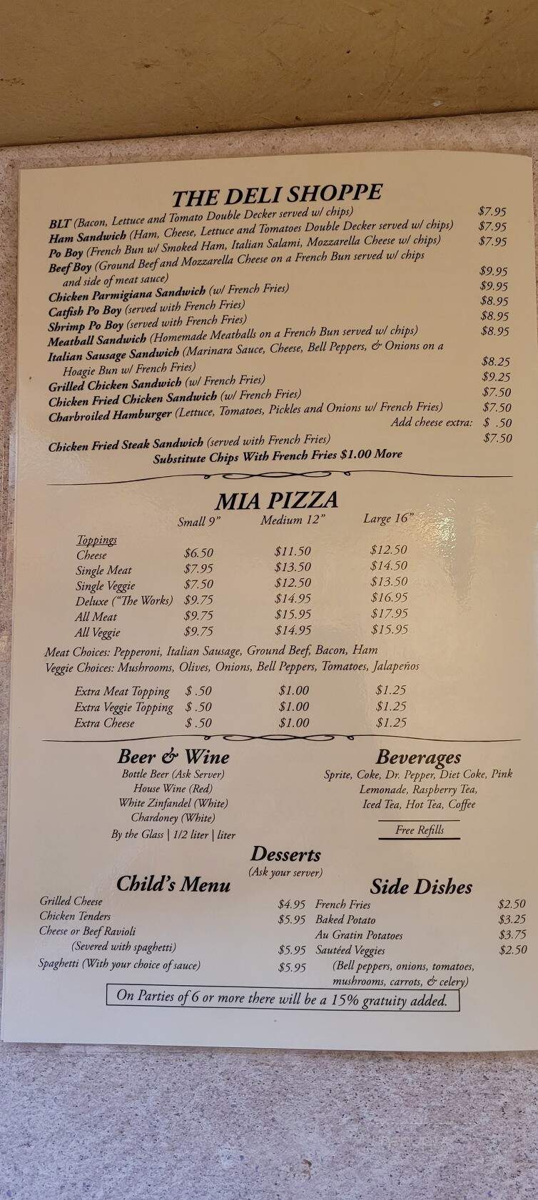 Pizzini's Italian Restaurant - Houston, TX menu_pic