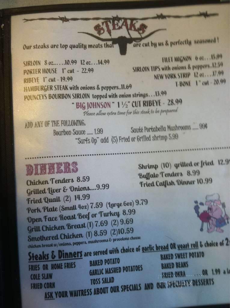 Pouncey's Restaurant - Perry, FL menu_pic