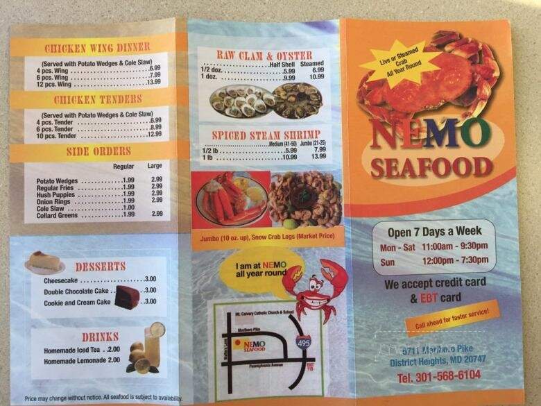 Nemo Seafood - District Heights, MD menu_pic