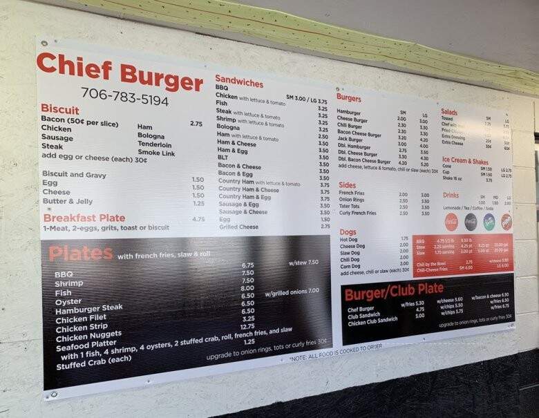 Chief Burger - Comer, GA menu_pic