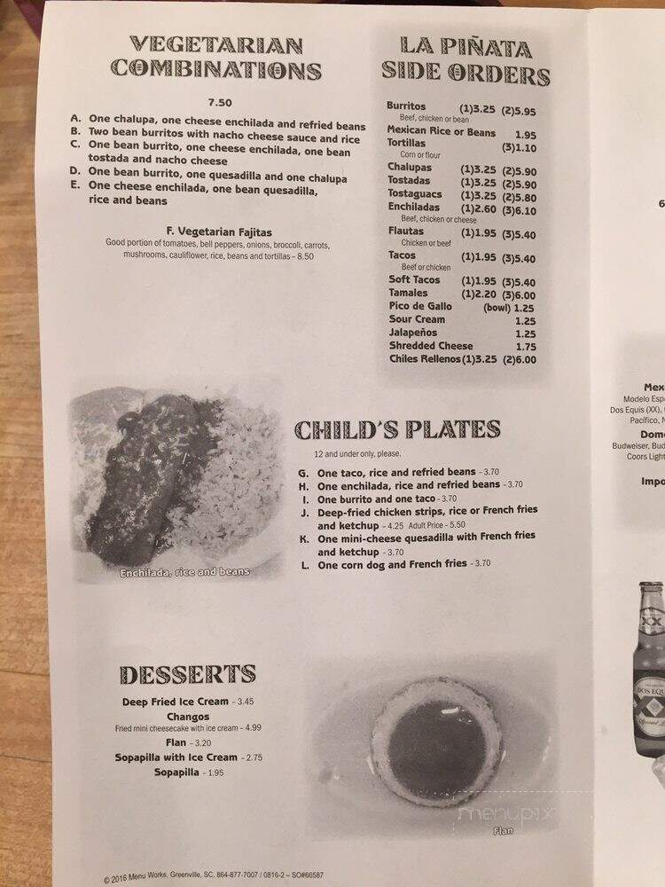 La Pinata Mexican Restaurant - Meridian, MS menu_pic