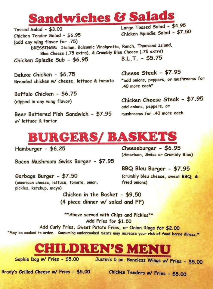 Lakeview Inn - Brackney, PA menu_pic