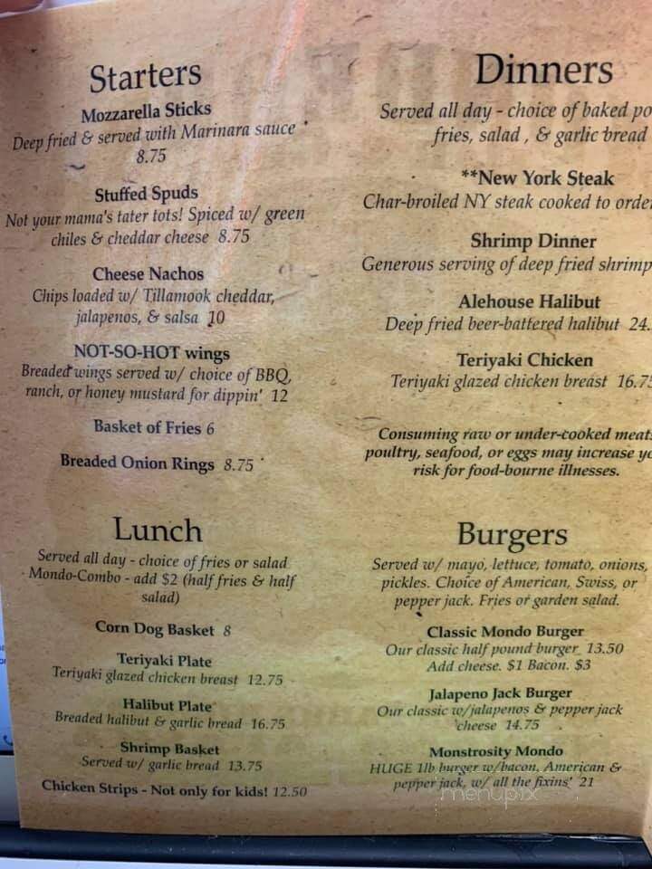 Monderosa Bar - Nenana, AK menu_pic