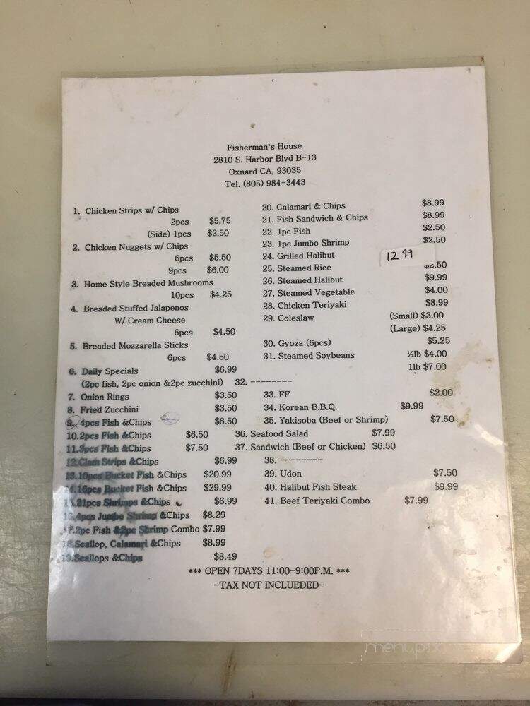 Fisherman's House - Oxnard, CA menu_pic