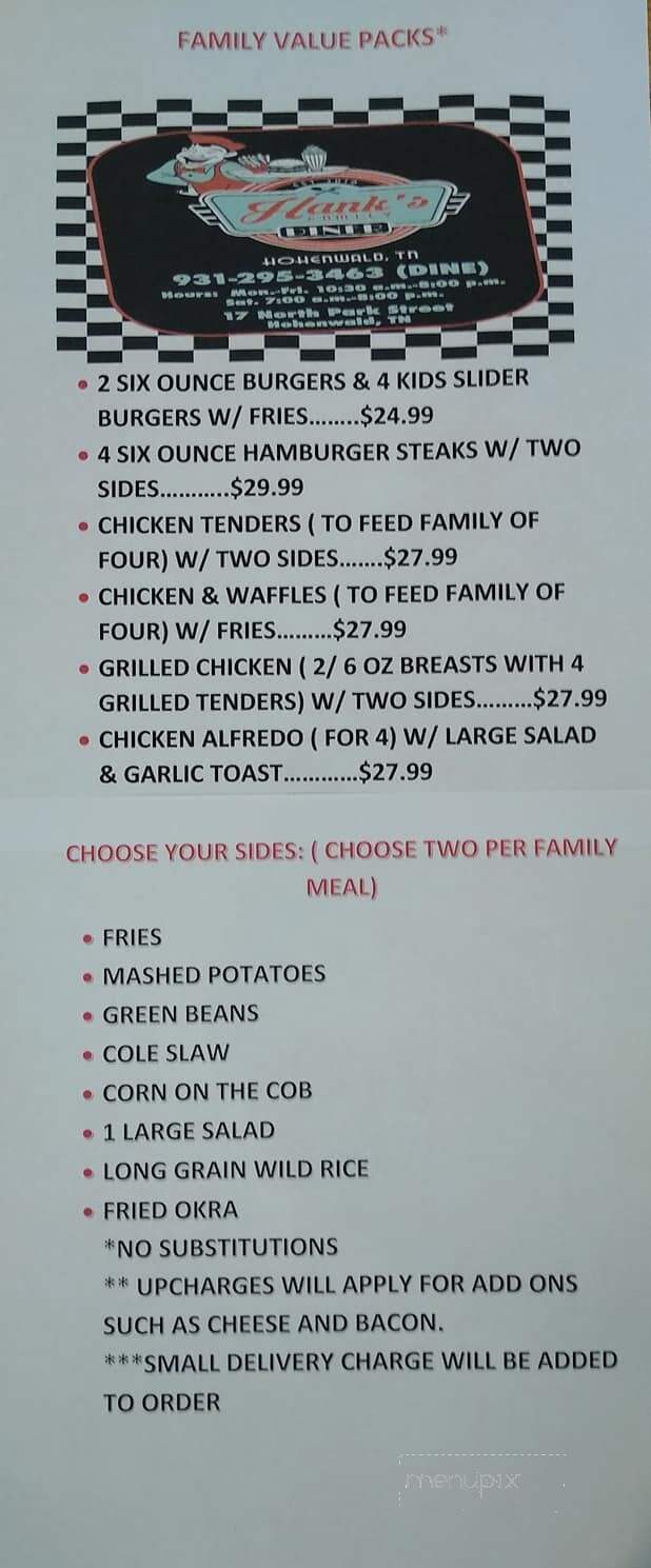 Hank's Family Diner - Hohenwald, TN menu_pic
