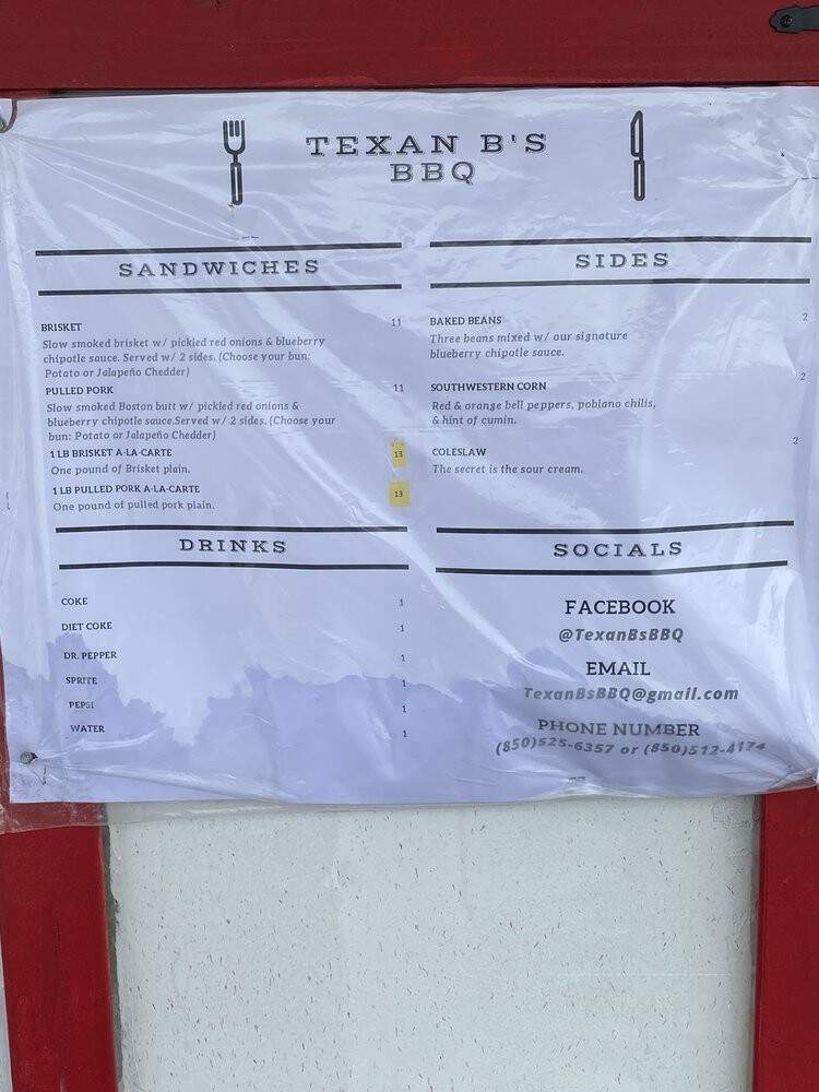 Texan B's BBQ - Pensacola, FL menu_pic
