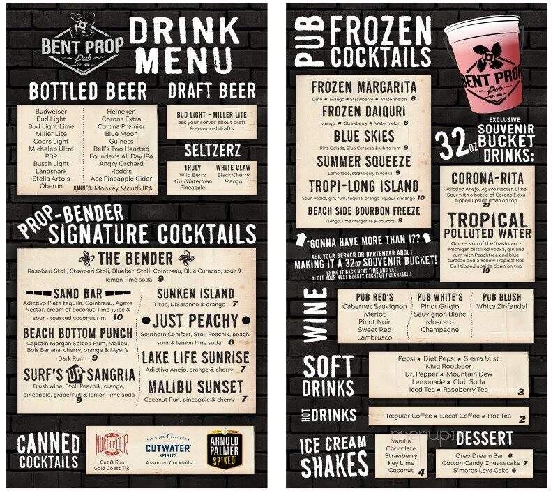 Bent Prop Pub - Coldwater, MI menu_pic