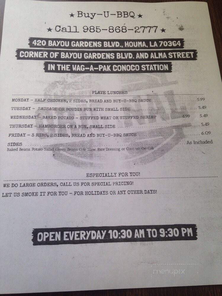 Buy U BBQ - Houma, LA menu_pic