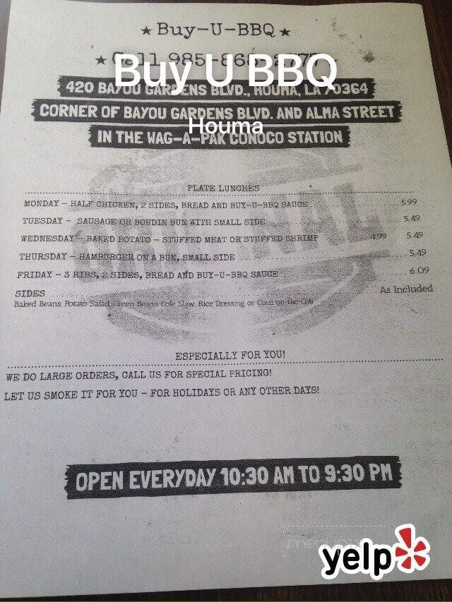 Buy U BBQ - Houma, LA menu_pic