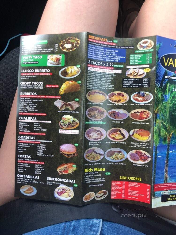 Taqueria Nuevo Vallarta - San Antonio, TX menu_pic