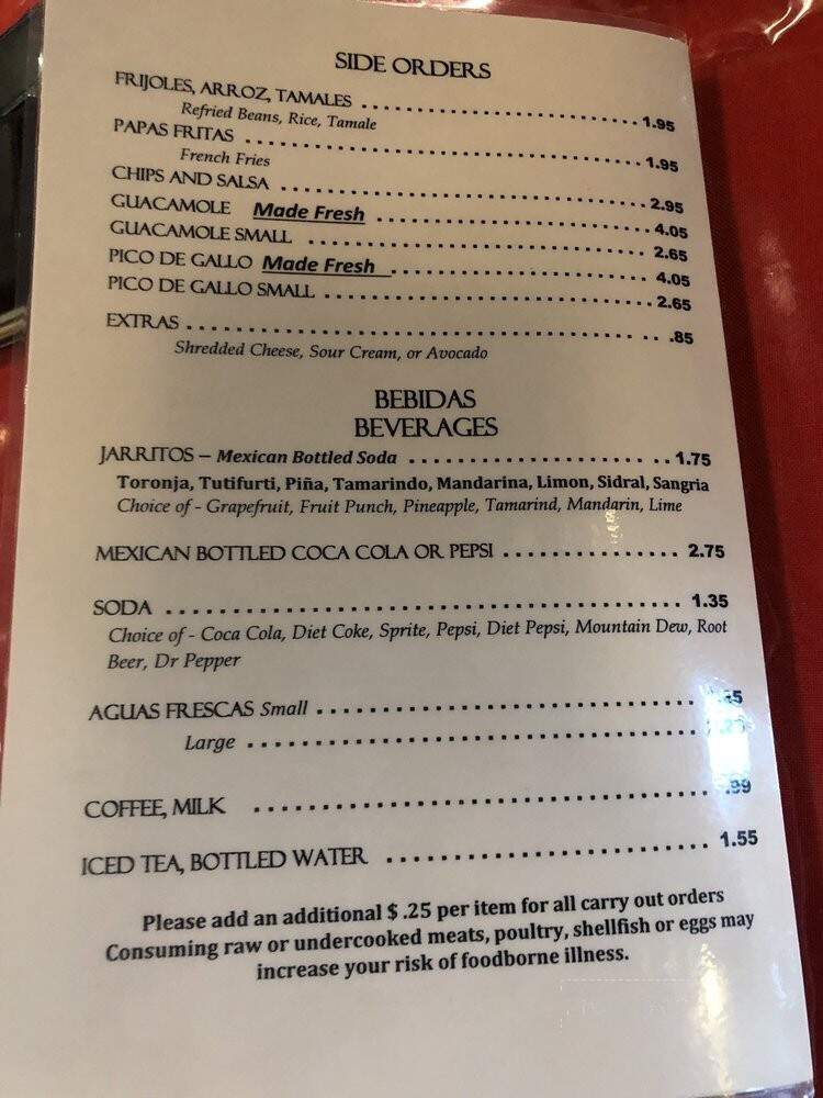 Las Dos Marias - White Pigeon, MI menu_pic