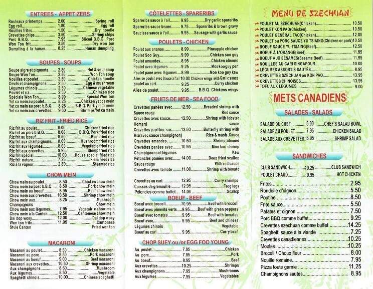 Restaurant Chinois Chez Song - Contrecoeur, QC menu_pic