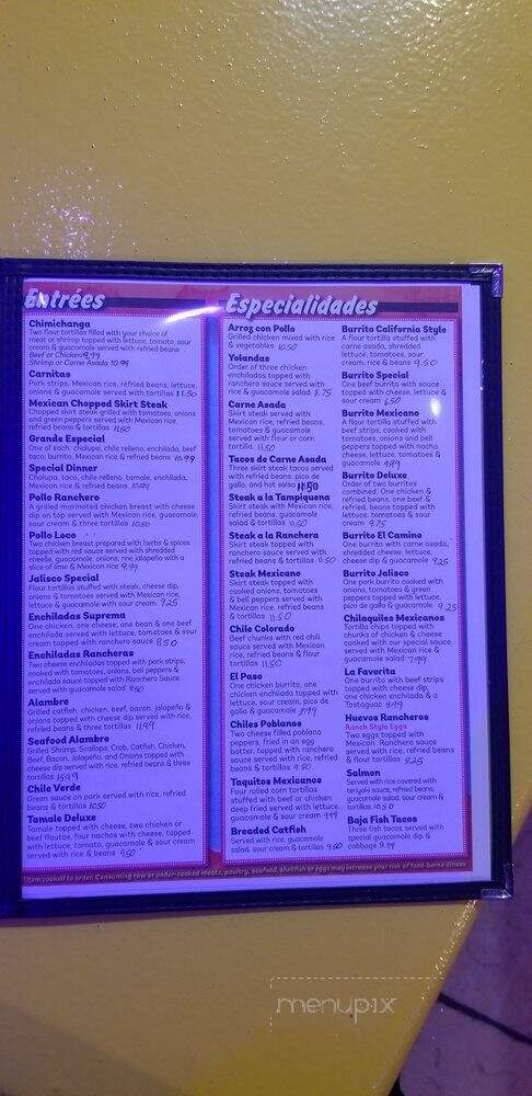 Chimichanga Mexican Restaurant - Saint Louis, MO menu_pic