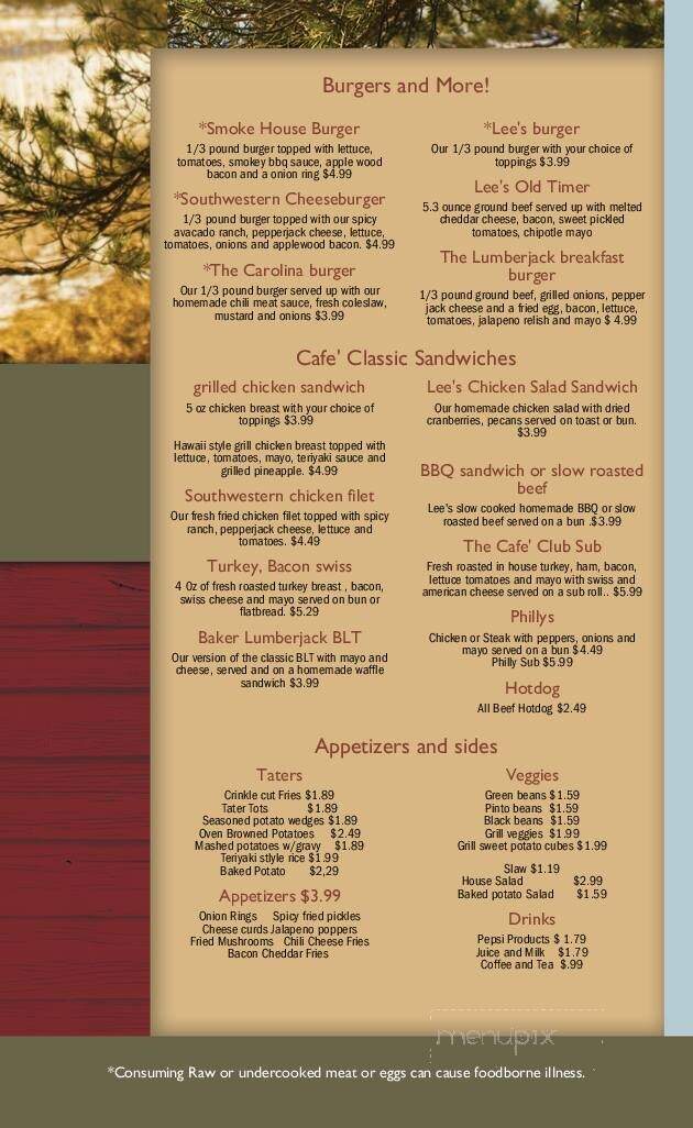 Lee's - Bakersville, NC menu_pic