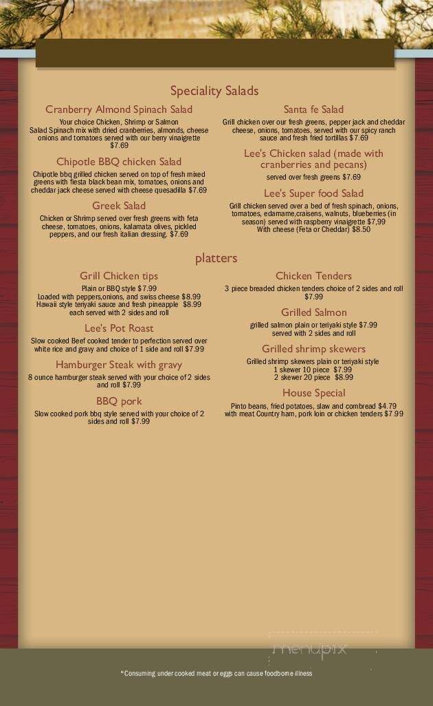 Lee's - Bakersville, NC menu_pic