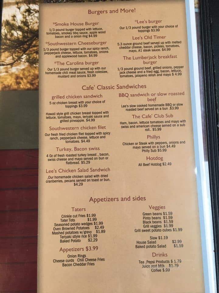 Lee's - Bakersville, NC menu_pic