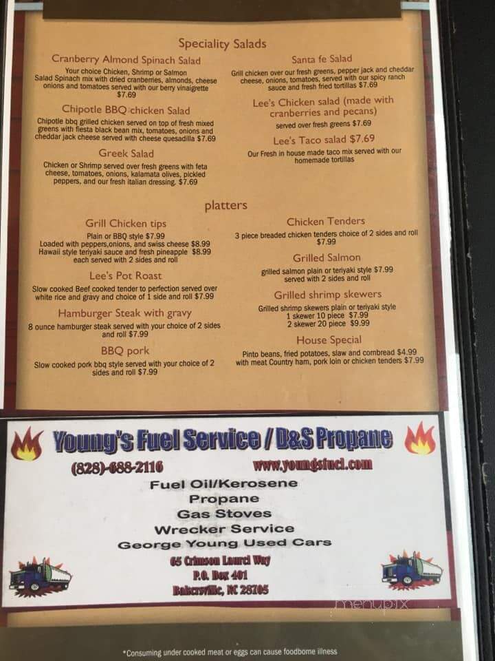 Lee's - Bakersville, NC menu_pic