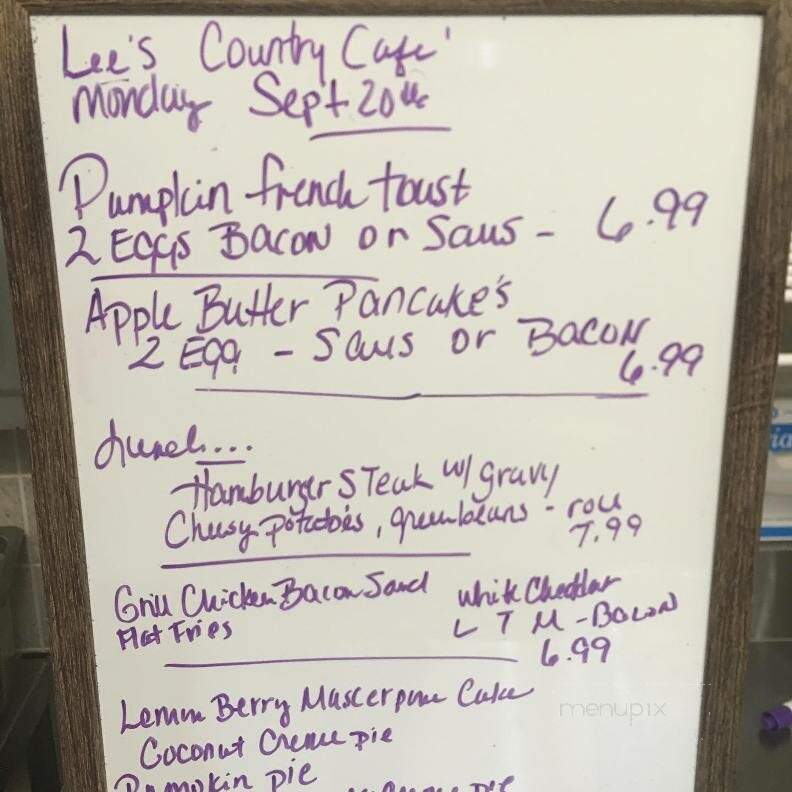 Lee's - Bakersville, NC menu_pic