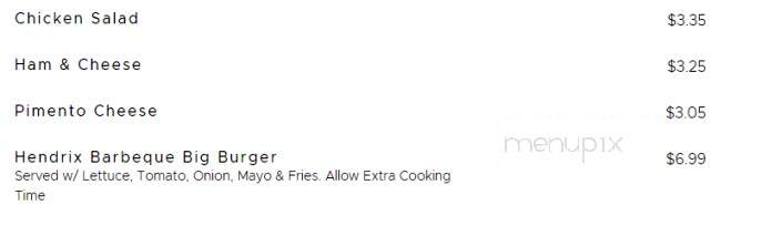 Hendrix's Barbecue - Salisbury, NC menu_pic
