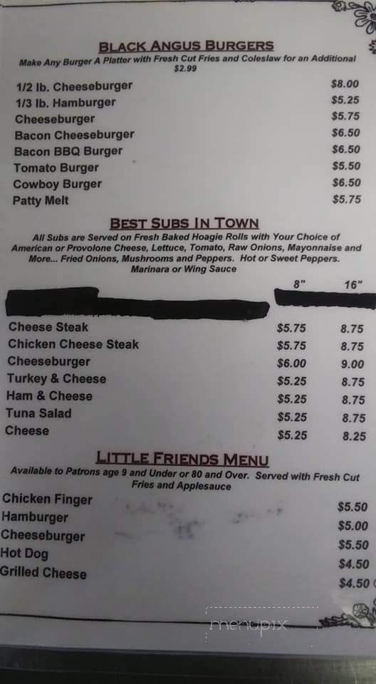 Robin's Cozy Nest - Unityville, PA menu_pic