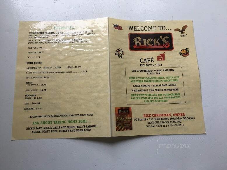 Rick's Cafe - Mobridge, SD menu_pic