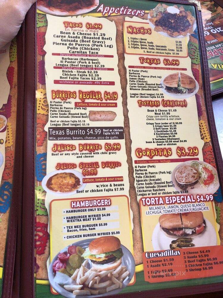 Taqueria La Tapatia - San Antonio, TX menu_pic