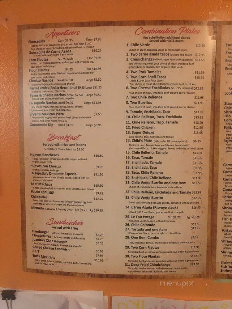 La Tapatia Mexican Grill - Bakersfield, CA menu_pic