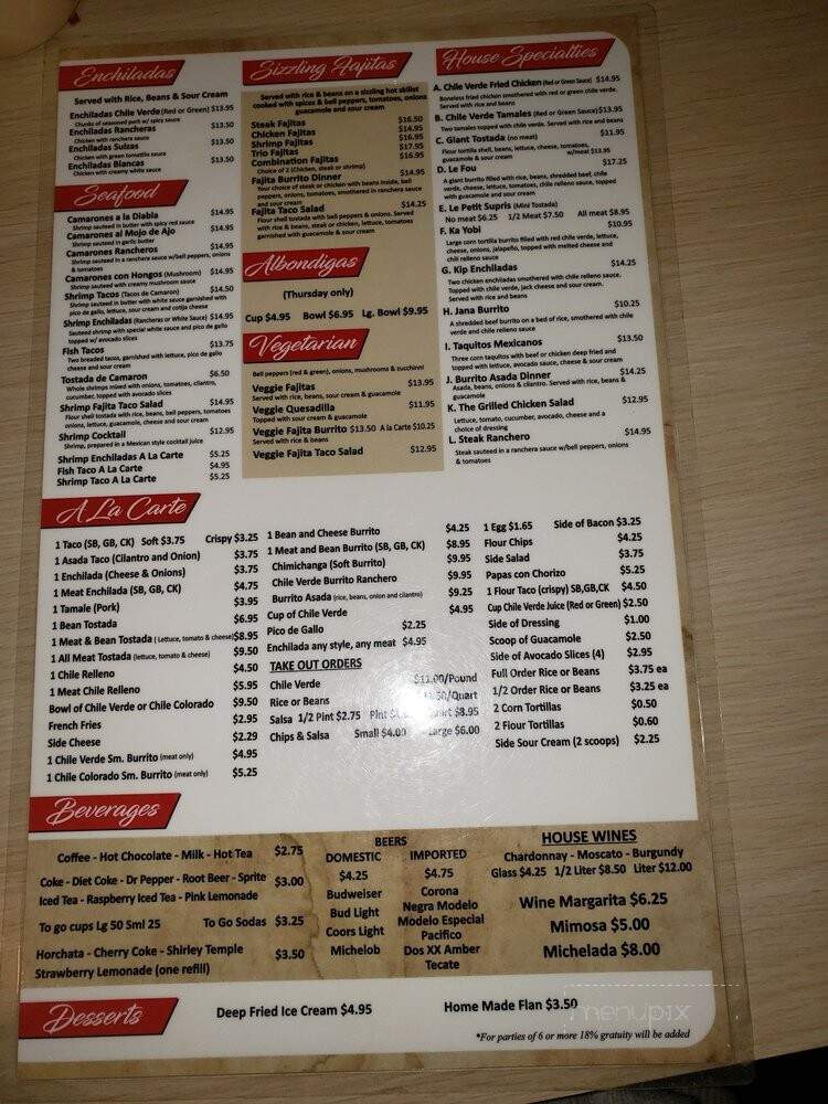 La Tapatia Mexican Grill - Bakersfield, CA menu_pic