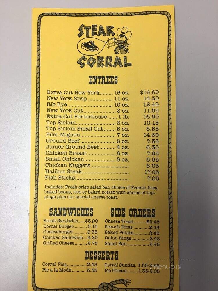 Steak Corral Restaurants - Whittier, CA menu_pic