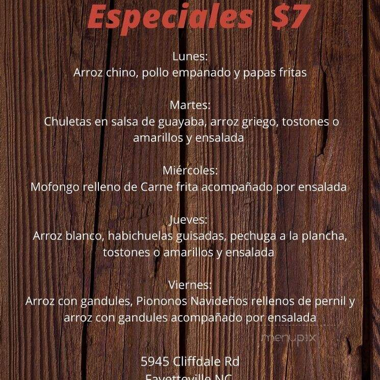 Desde Mi Balcon - Fayetteville, NC menu_pic