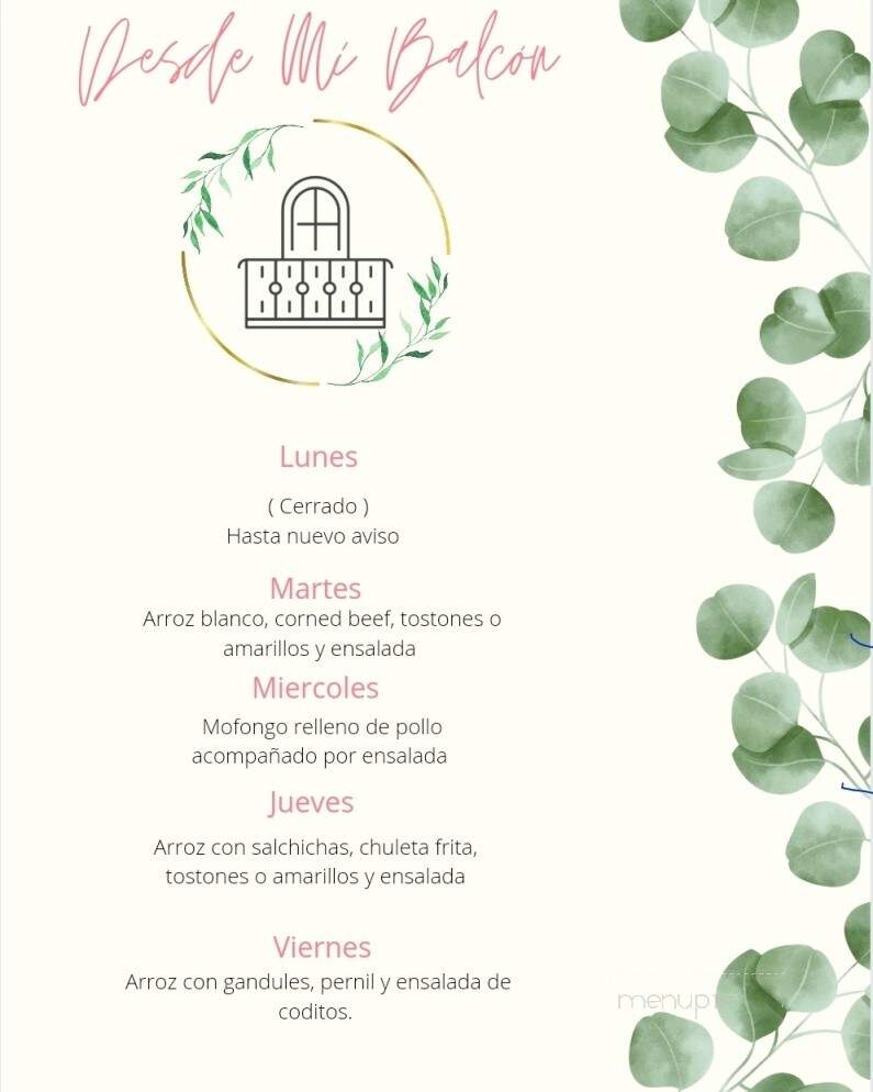 Desde Mi Balcon - Fayetteville, NC menu_pic