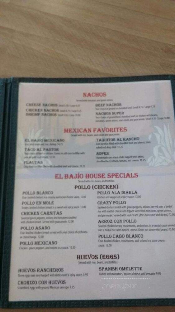 El Bajio - Enterprise, OR menu_pic