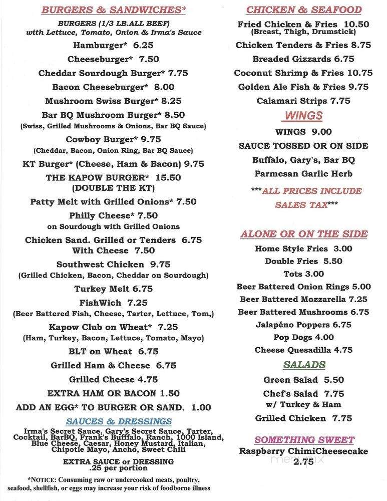 Kapowsin Ale House & Grill - Graham, WA menu_pic