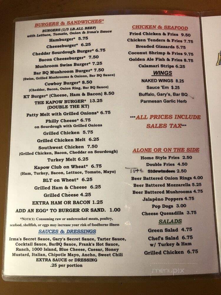 Kapowsin Ale House & Grill - Graham, WA menu_pic