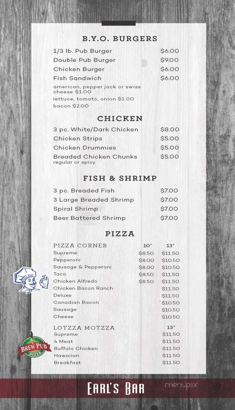 Earl's Bar - Leeds, ND menu_pic