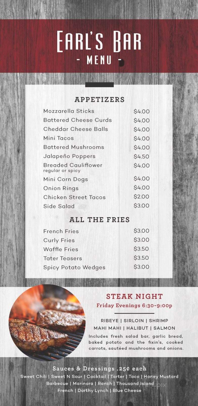 Earl's Bar - Leeds, ND menu_pic
