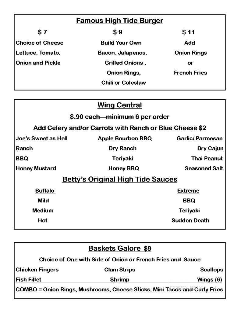 High Tide Tavern - Geneva, OH menu_pic