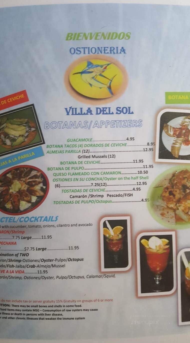 Ostioneria Villa Del Sol - Houston, TX menu_pic