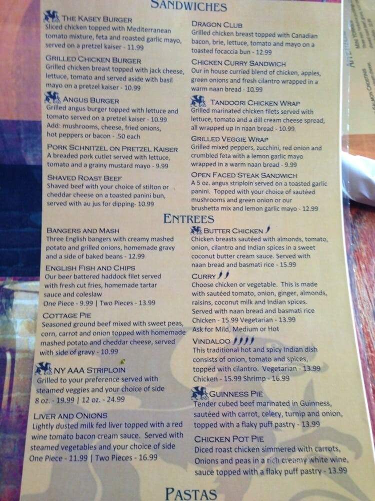 The Georgian Dragon Ale House and Pub - Brockville, ON menu_pic