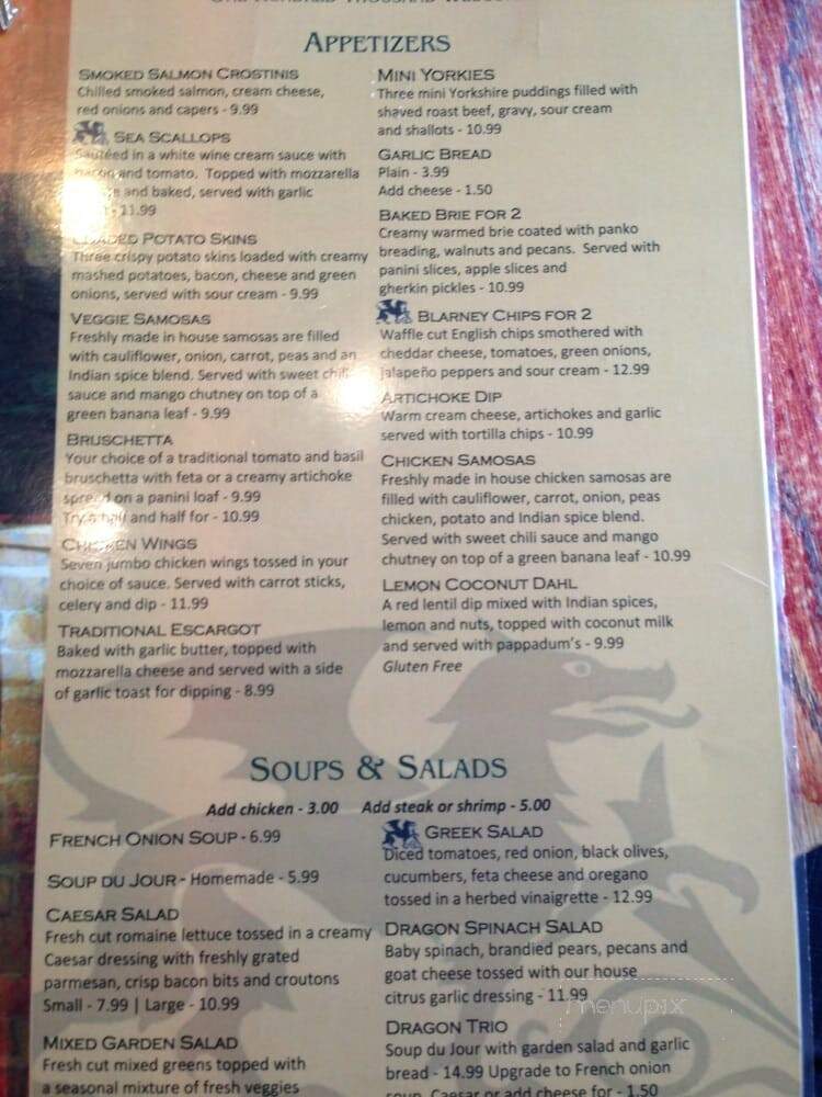 The Georgian Dragon Ale House and Pub - Brockville, ON menu_pic
