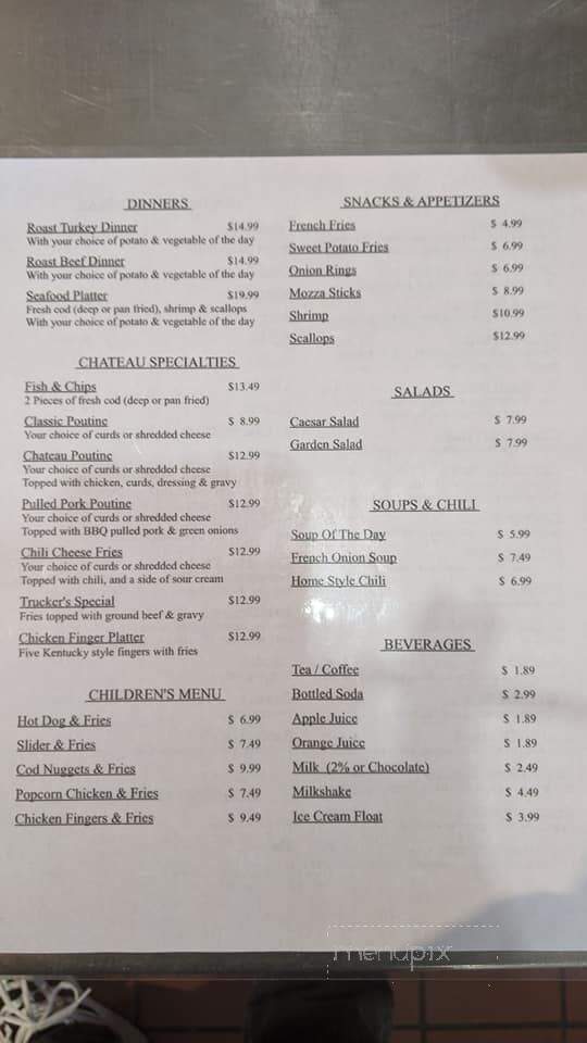 Chateau Family Restaurant - Stephenville, NL menu_pic