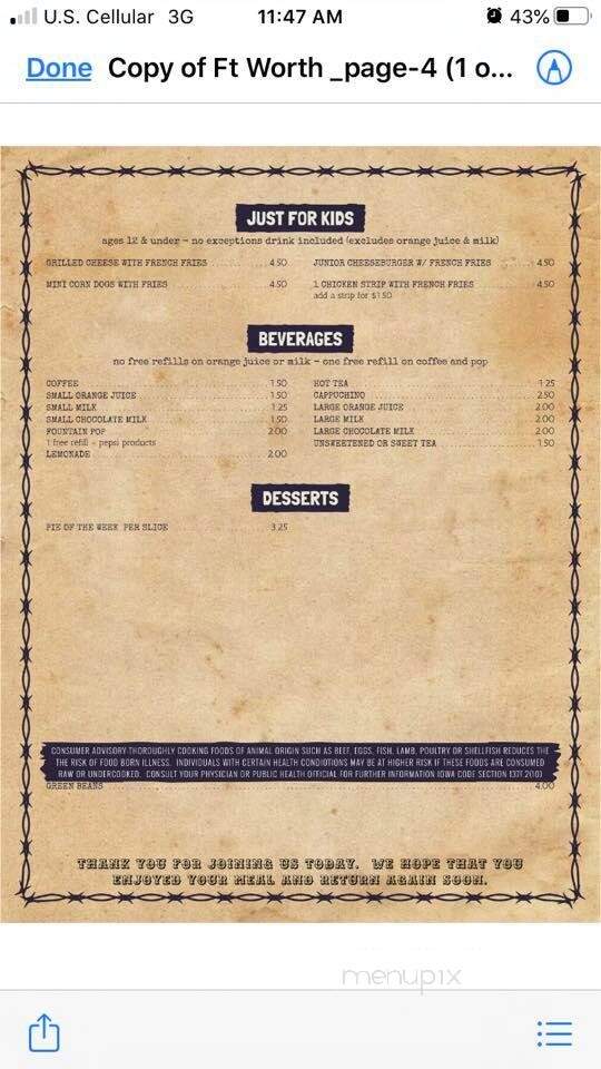 Fort Worth - Keokuk, IA menu_pic