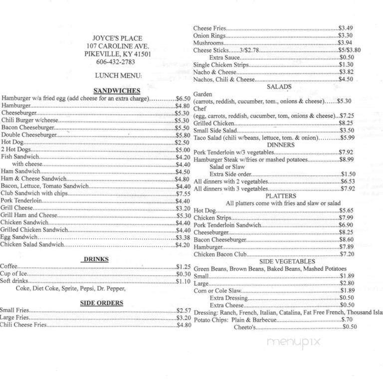 Joyce' S Place - Pikeville, KY menu_pic