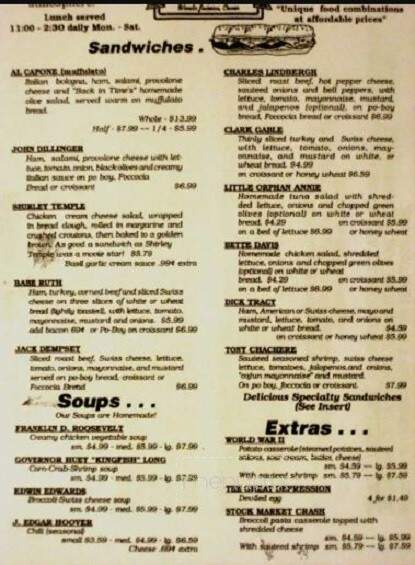 Back In Time - Opelousas, LA menu_pic