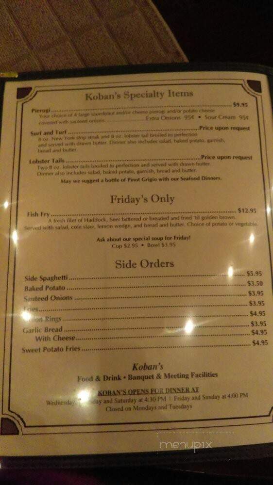Kobans - Niagara Falls, NY menu_pic